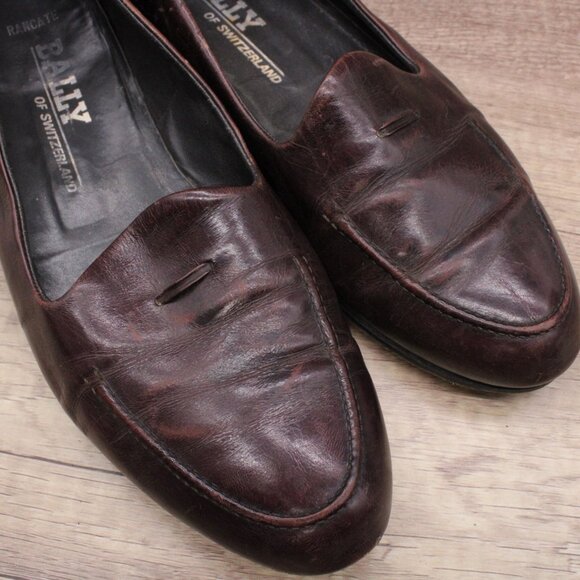 Bally Switzerland Loafers Shoes Mens Size 10.5 Brown Leather Low Top Designer - Picture 3 of 8